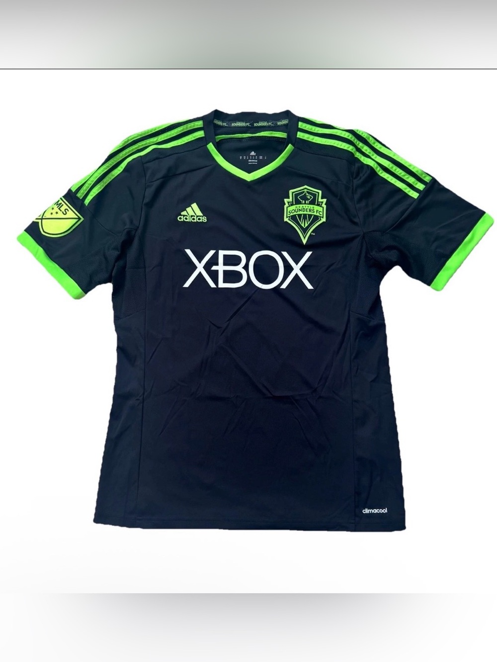 Adidas Seattle Sounders FC MLS Xbox Jersey Black & Rave Green Climacool Men's M